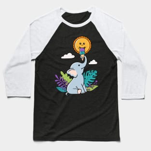 Funny Elephant and sun Baseball T-Shirt